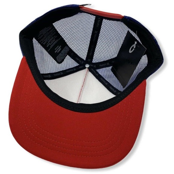 Hurley Men's One and Only Square Trucker Hat Cap - Red/Blue - Picture 5 of 5